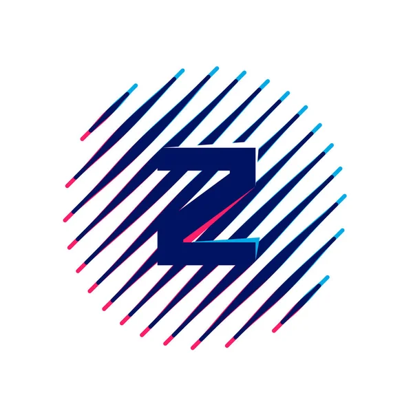 Logo della lettera Z su linee di velocità veloci inclinate all'interno di un cerchio . — Vettoriale Stock