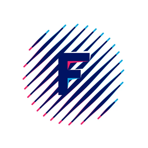 Логотип F-літери на похилих швидкісних лініях всередині кола . — стоковий вектор