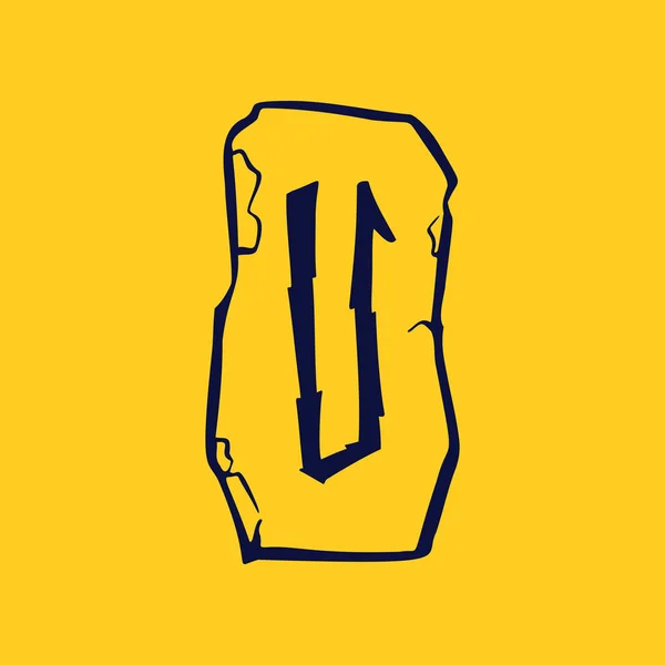 Logo runico della lettera U da fulmini su frammenti di pietre . — Vettoriale Stock