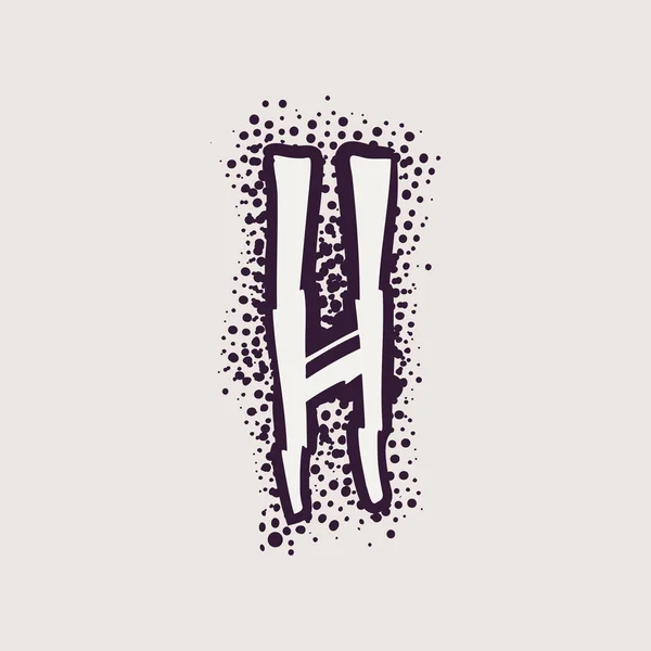 Bokstav H runa logotyp på prickar bakgrund. — Stock vektor