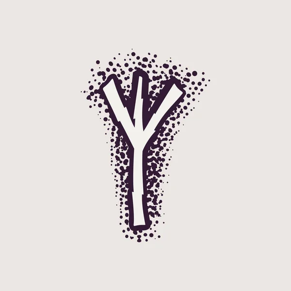 Letter U rune logo on the dots background. — ストックベクタ