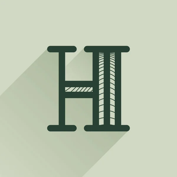 H lettera logo in stile retrò denaro con motivo linea e ombra . — Vettoriale Stock