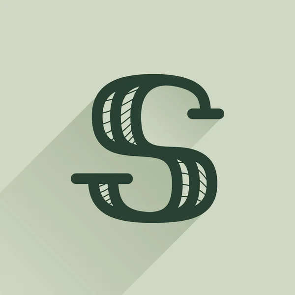 S písmeno logo ve stylu retro peněz s řádkovým vzorem a stínem. — Stockový vektor