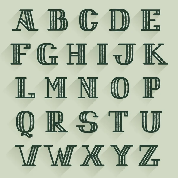 Алфавіт у стилі ретро гроші з візерунком лінії та тіні . — стоковий вектор
