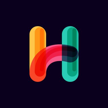 Siyah arkaplanda üst üste binen çizgilerle H harfi canlı logosu.