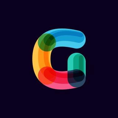 Siyah arkaplanda çakışan çizgileri olan G harfi canlı logo.