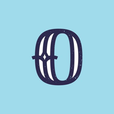 O harfi logo in slab serif retro style with grunge doku.
