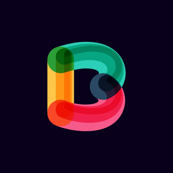 Lettre B logo vif avec des lignes qui se chevauchent sur fond noir . — Image vectorielle