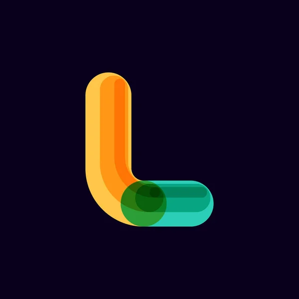 L lettre logo vif avec des lignes qui se chevauchent sur fond noir . — Image vectorielle