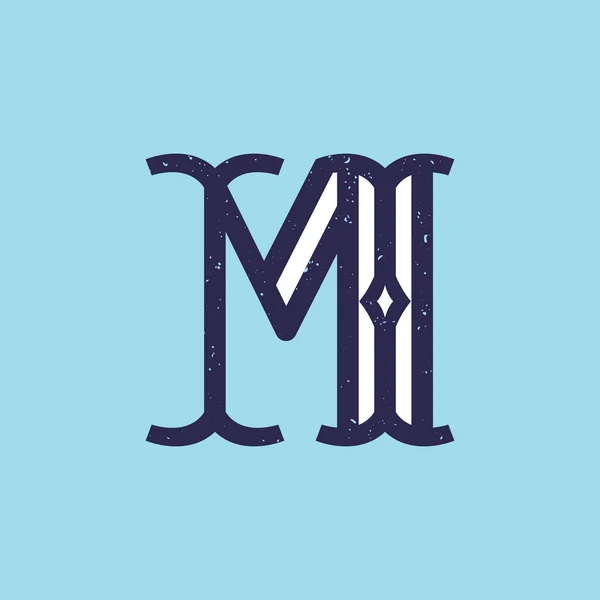 板坯丝带复古风格的M字母标识. — 图库矢量图片