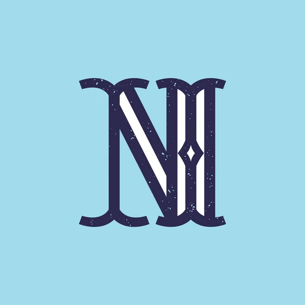 Logotipo de letra N en losa serif estilo retro con textura grunge . — Archivo Imágenes Vectoriales