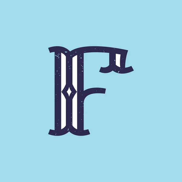 板坯丝绒复古风格的F字母标识. — 图库矢量图片