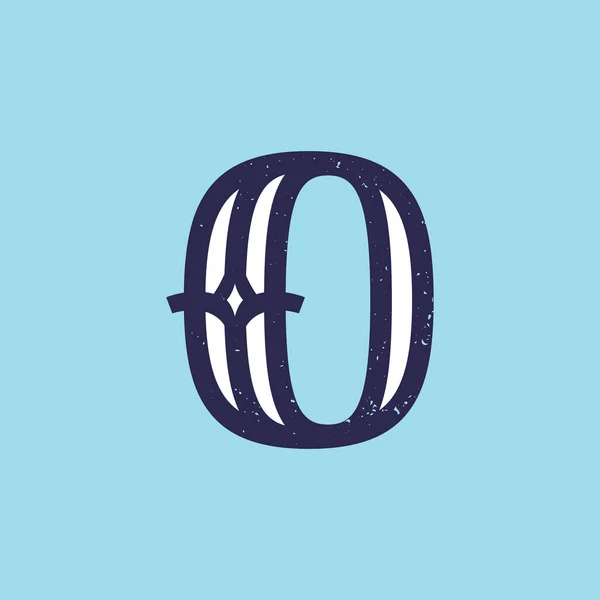 O手紙のロゴでスラブセリフレトロスタイルとともにグランジテクスチャ. — ストックベクタ