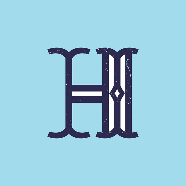 H lettera logo in lastra serif stile retrò con grunge texture . — Vettoriale Stock