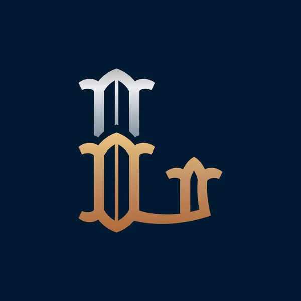 L буква золото и серебро логотип в стиле ретро засечки плиты . — стоковый вектор