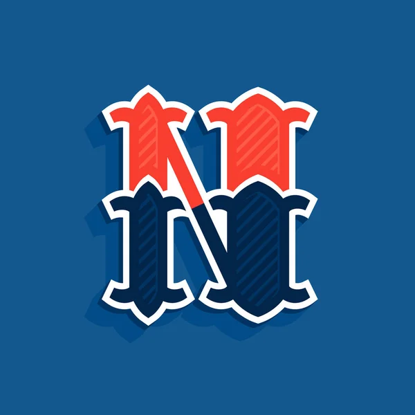 Логотип N букв в классическом спортивном стиле . — стоковый вектор