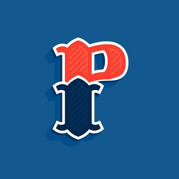 Logo huruf P dalam gaya tim olahraga klasik . - Stok Vektor