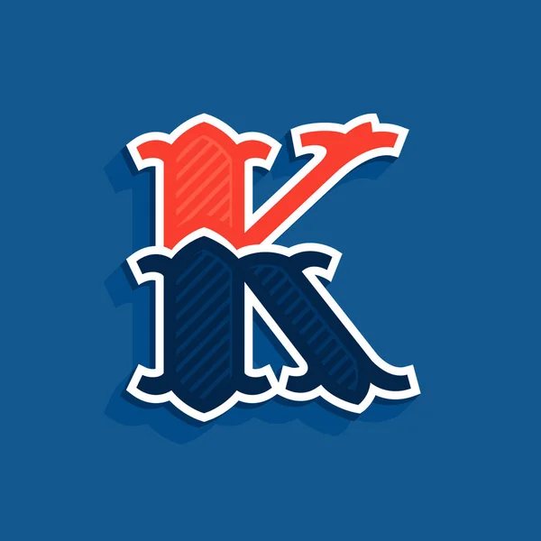 K letter logo in classic sport team style. — Stock Vector