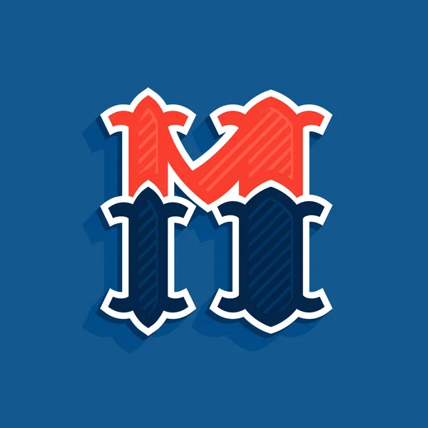 M letter logo in classic sport team style. — 图库矢量图片