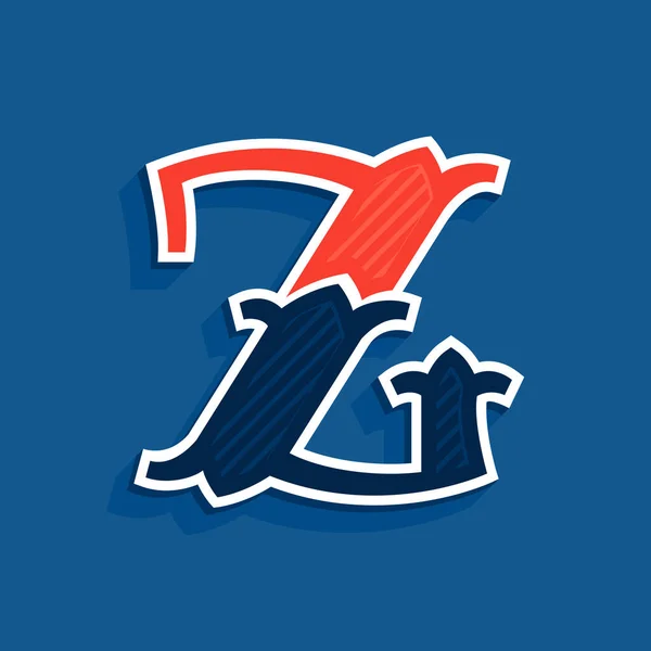 古典的なスポーツチームスタイルのZ文字のロゴ. — ストックベクタ