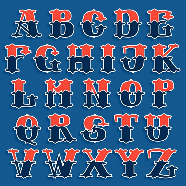 Alphabet letters in classic sport team style. — 스톡 벡터