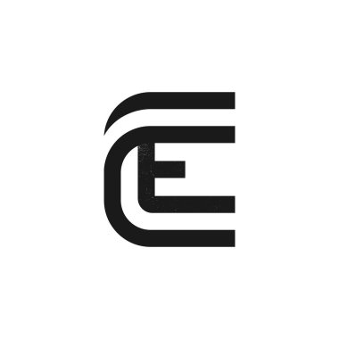 E harfi logosu gürültü desenli iki paralel çizgi tarafından oluşturuldu.