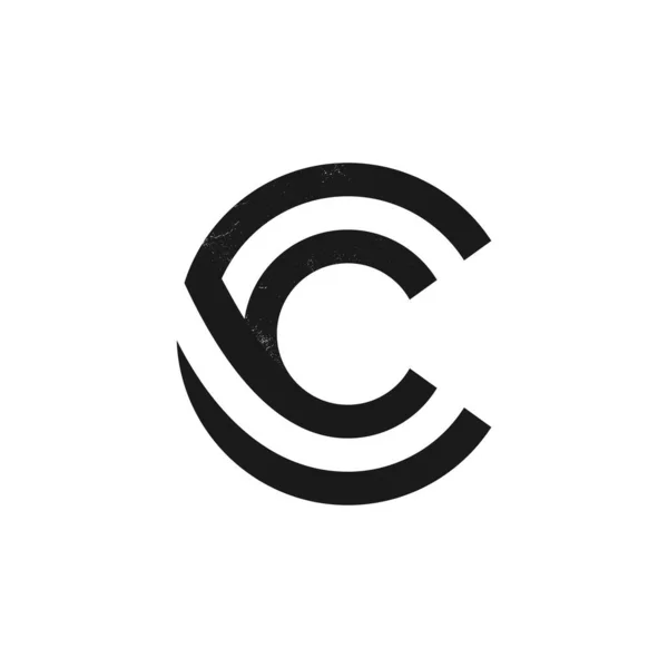 ノイズの質感を持つ2本の平行線で形成されたC文字のロゴ. — ストックベクタ