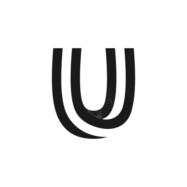 U letter logo formed by two parallel lines with noise texture. — Stock Vector