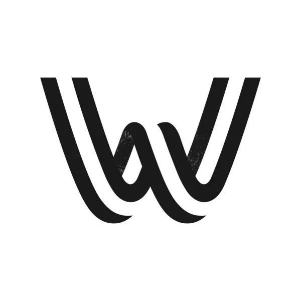 W lettera logo formato da due linee parallele con texture rumore . — Vettoriale Stock