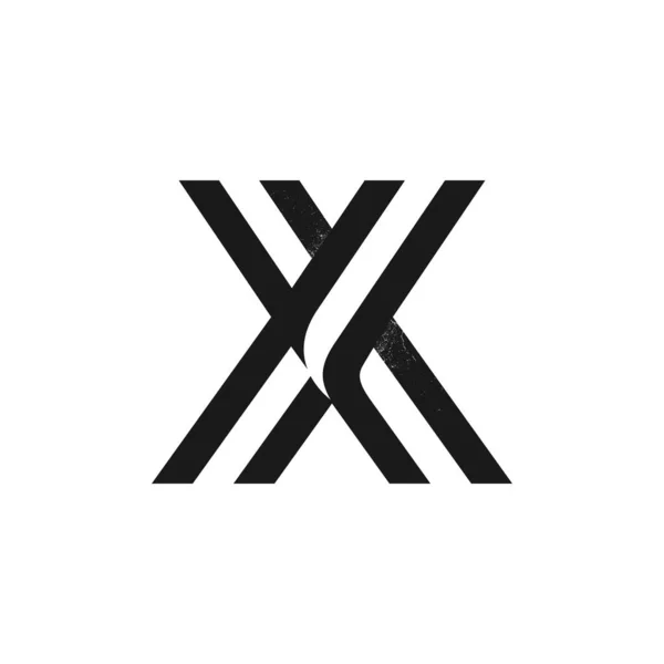 Gürültü desenli iki paralel çizgi tarafından oluşturulan X harfi logosu. — Stok Vektör