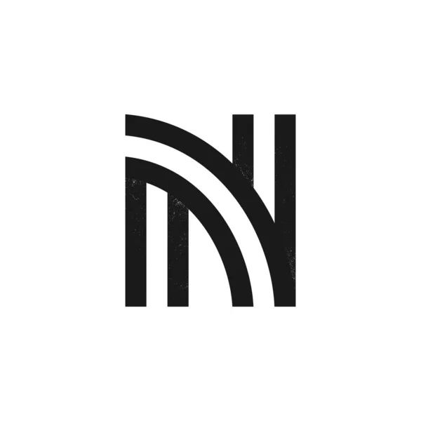 N letter logo formed by two parallel lines with noise texture. — Stock Vector