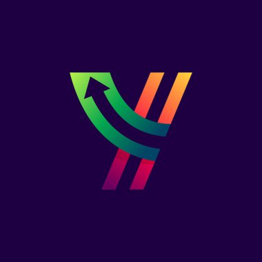 İçinde ok olan Y harfi logosu.