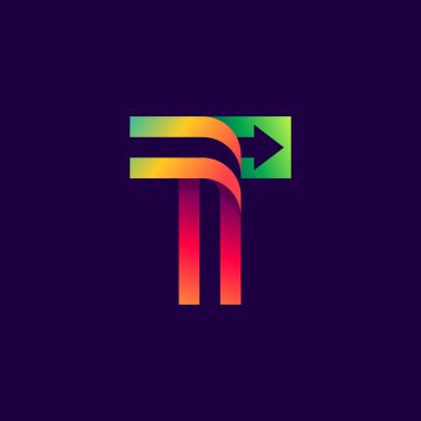 İçinde ok olan T harfi logosu.
