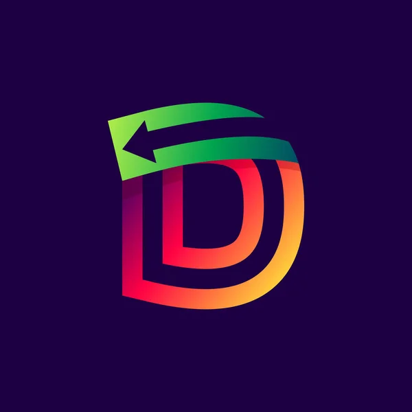 Letter D logo with arrow inside. — ストックベクタ