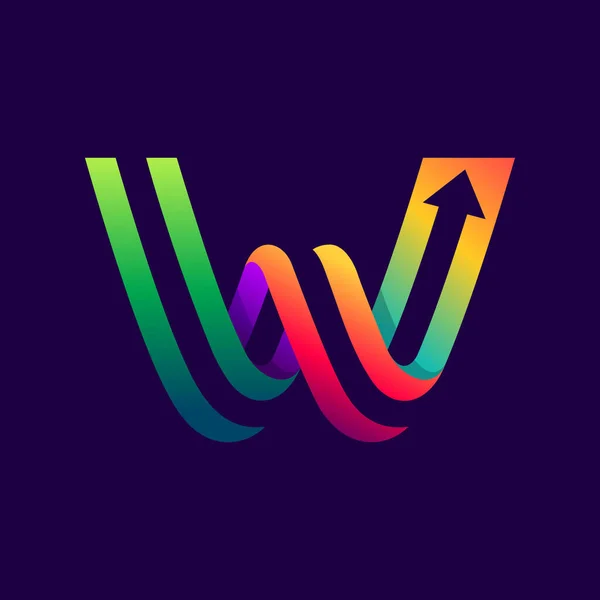 Letter W logo with arrow inside. — ストックベクタ