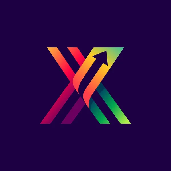 Letter X logo with arrow inside. — ストックベクタ