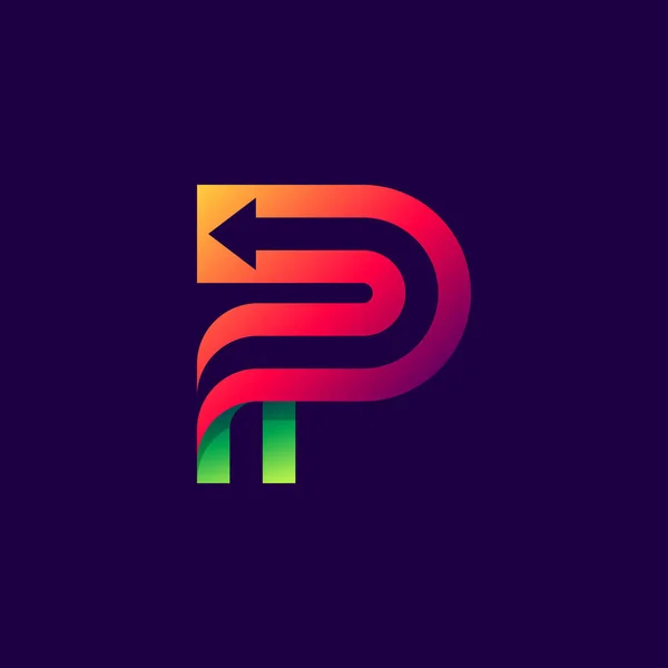 Lettre P logo avec flèche à l'intérieur . — Image vectorielle