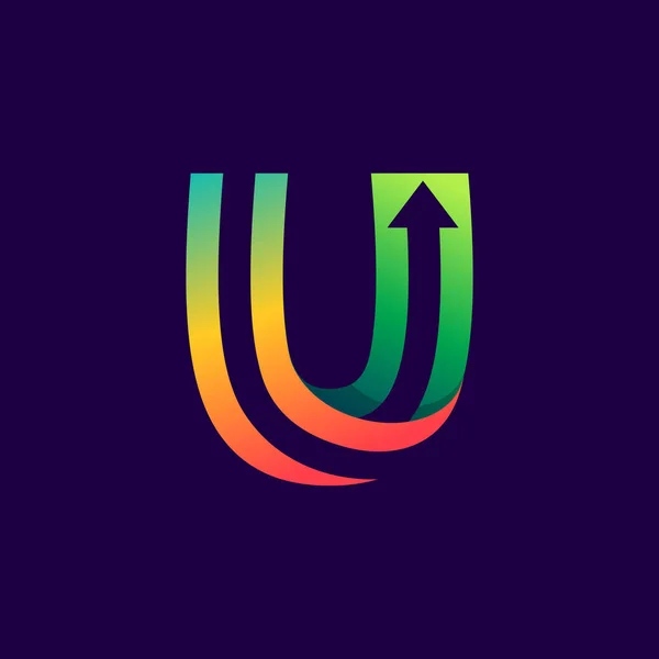 Letter U logo with arrow inside. — Stock Vector