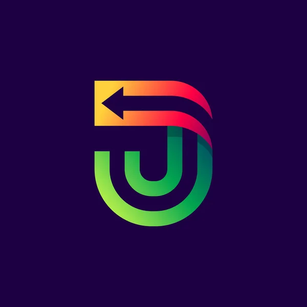 Buchstabe j Logo mit Pfeil innen. — Stockvektor