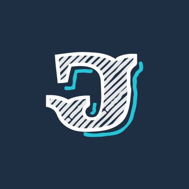 J harfi logosu Viktorya tarzı kuluçkaya yatmış ve li