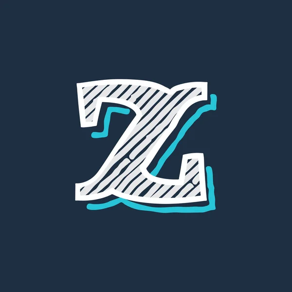 Логотип буквы Z нарисован в восточном стиле с штриховкой и штриховкой. — стоковый вектор