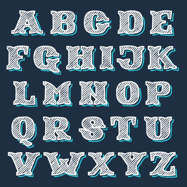 Lettres de l'alphabet dessinées à la main dans le style victorien avec éclosion et — Image vectorielle