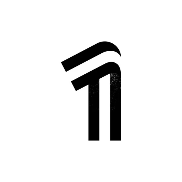 Logo numero uno formato da due linee parallele con texture noise . — Vettoriale Stock