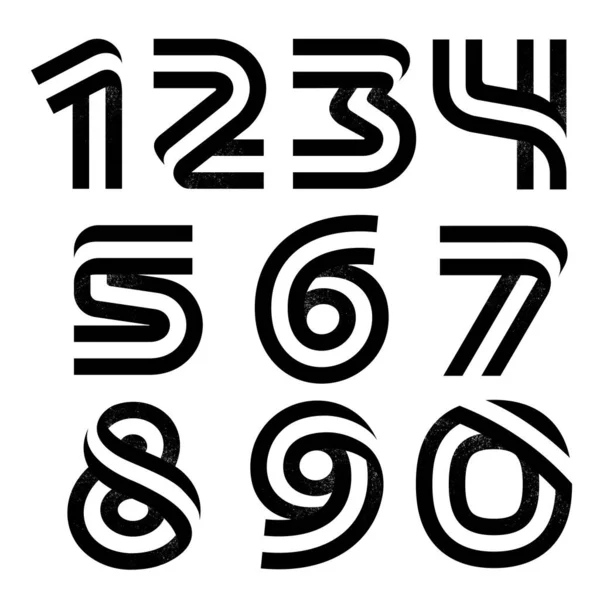 Nummers gevormd door twee parallelle lijnen met ruistextuur. — Stockvector