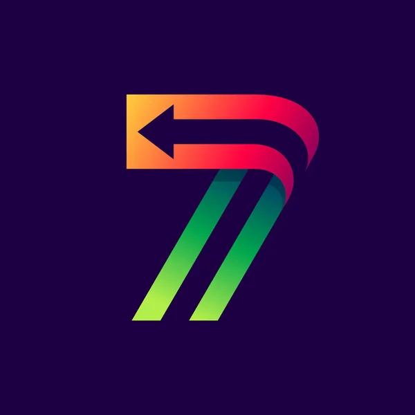 Logo numéro sept avec flèche à l'intérieur . — Image vectorielle