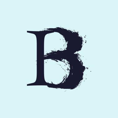 B harfi logosu. El çizimi fırça darbesi ile özel serif biçimi.