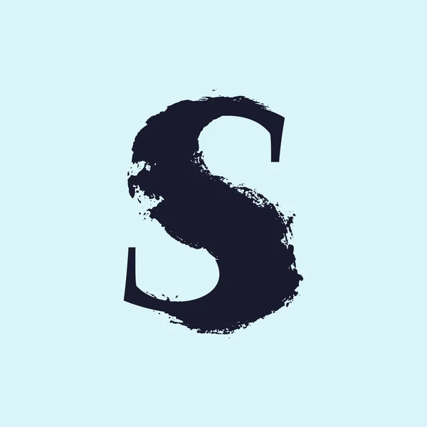 S letter logo. Custom serif style lettering with hand drawn brush stroke. — 스톡 벡터