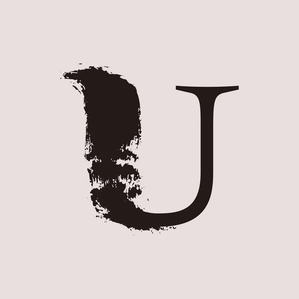 U letter logo. Custom serif style lettering with hand drawn brush stroke. — Stock Vector