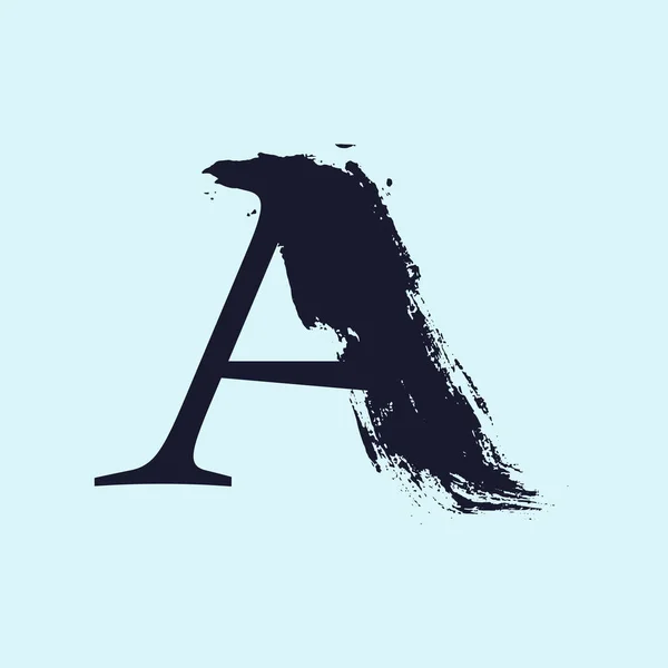 Letter A logo. Custom serif style lettering with hand drawn brush stroke. — 스톡 벡터