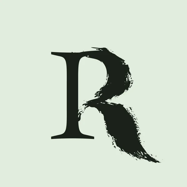 R betű logó. Custom serif stílusú betűk kézzel húzott ecsetvonással. — Stock Vector